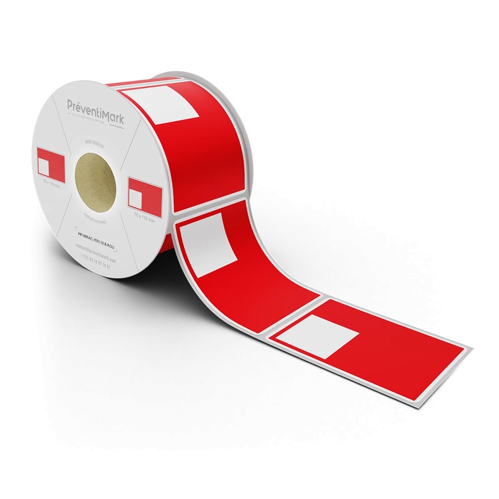 Etiquette de marquage et d'identification de racks et palettiers, Modèle B pour QR Code - Rouge - 70 x 110 mm (1 niveau par étiq