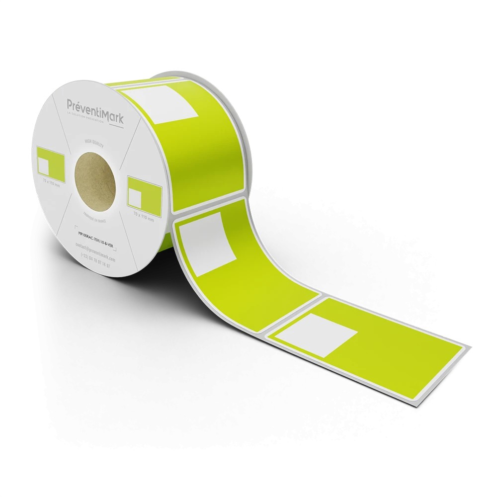 Etiquette de marquage et d'identification de racks et palettiers, Modèle B pour QR Code - Vert - 70 x 110 mm (1 niveau par étiqu
