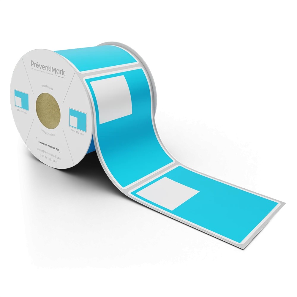 Etiquette de marquage et d'identification de racks et palettiers, Modèle B pour QR Code - Bleu - 90 x 110 mm (1 niveau par étiqu