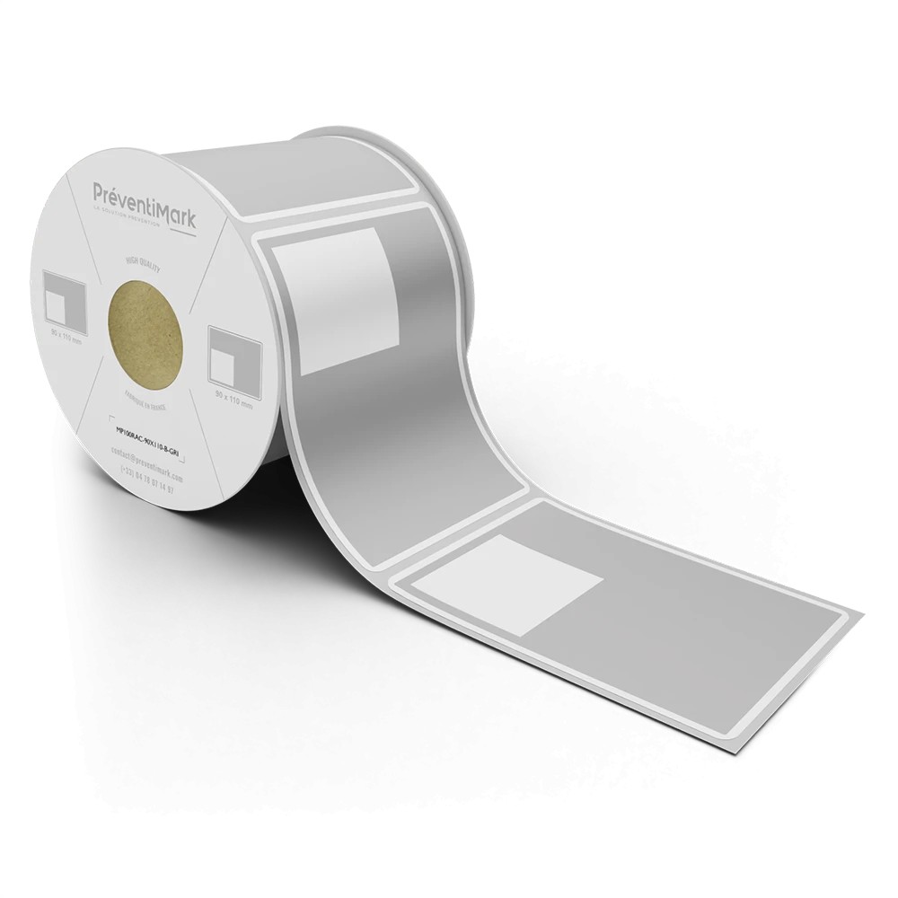 Etiquette de marquage et d'identification de racks et palettiers, Modèle B pour QR Code - Gris - 90 x 110 mm (1 niveau par étiqu