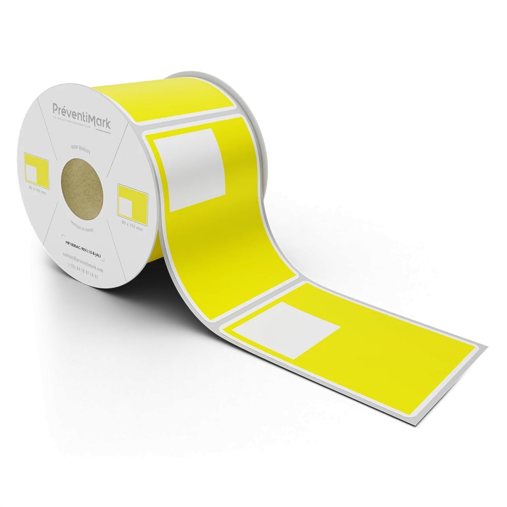 Etiquette de marquage et d'identification de racks et palettiers, Modèle B pour QR Code - Jaune - 90 x 110 mm (1 niveau par étiq