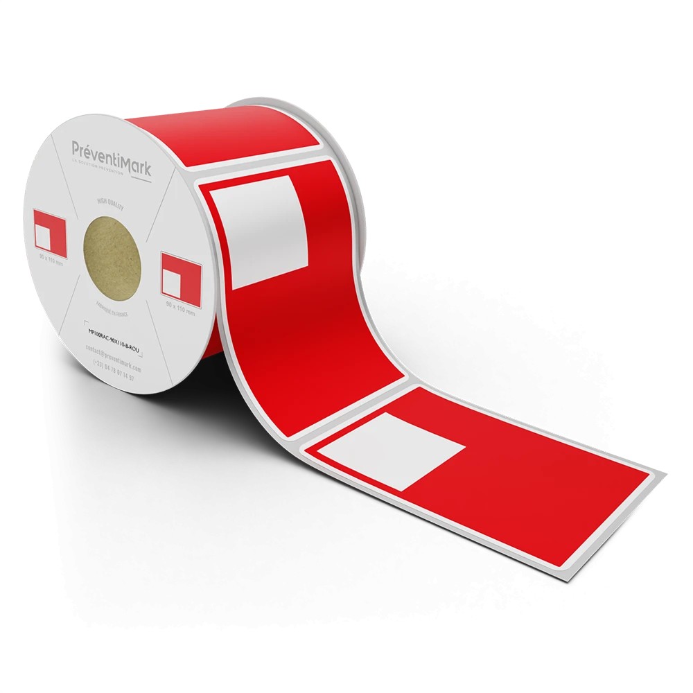 Etiquette de marquage et d'identification de racks et palettiers, Modèle B pour QR Code - Rouge - 90 x 110 mm (1 niveau par étiq