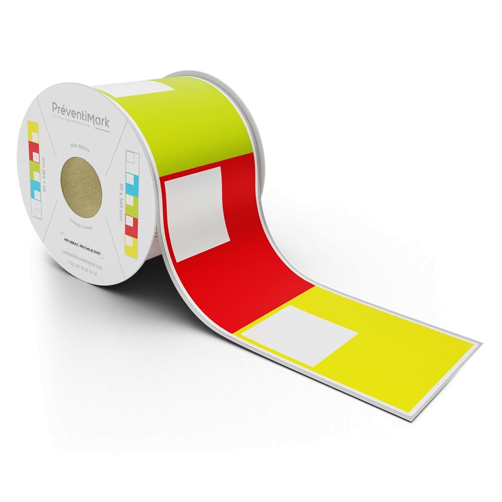 Etiquette de marquage et d'identification de racks et palettiers, Modèle B pour QR Code - 90 x 540 mm (5 ou 6 niveaux par étique