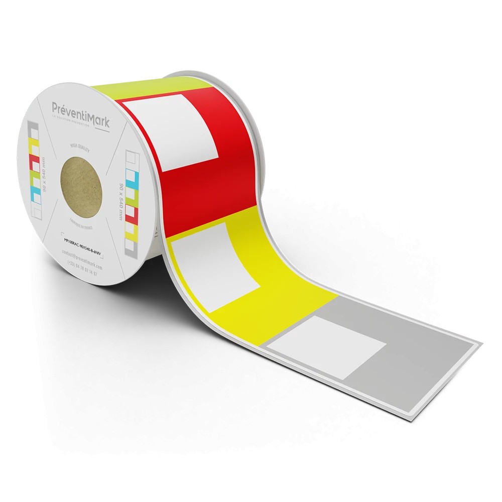 Etiquette de marquage et d'identification de racks et palettiers, Modèle B pour QR Code - 90 x 540 mm (5 ou 6 niveaux par étique