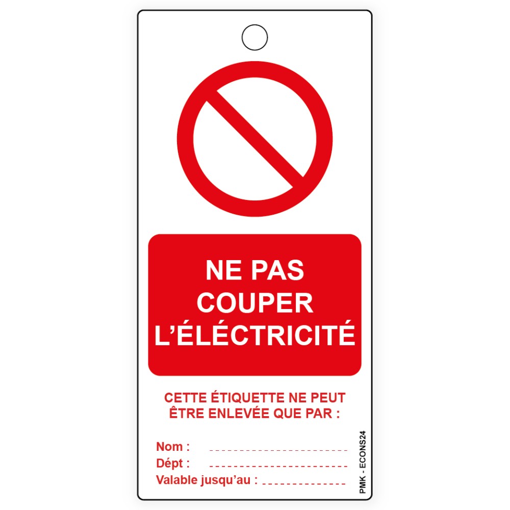 "Ne pas couper l'éléctricité", différents formats et matières au choix