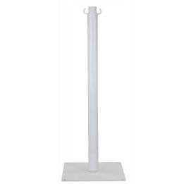 Poteau de guidage acier blanc à 2 crochets, platine carrée