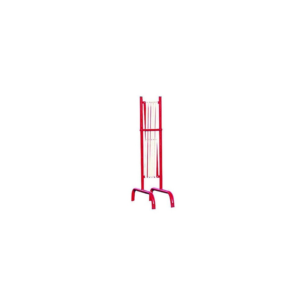 Image de la barrière extensible en acier repliée sur fond blanc.