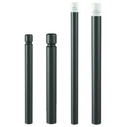 Image des quatre potelets d'agglomérations, diaètre 76 mm et 102 mm, version standard et haute visibilité, sur fond blanc.