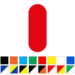 Image du produit marqueur de sol adhésif sol10-BB en tiret rouge avec le choix des coloris en dessous.